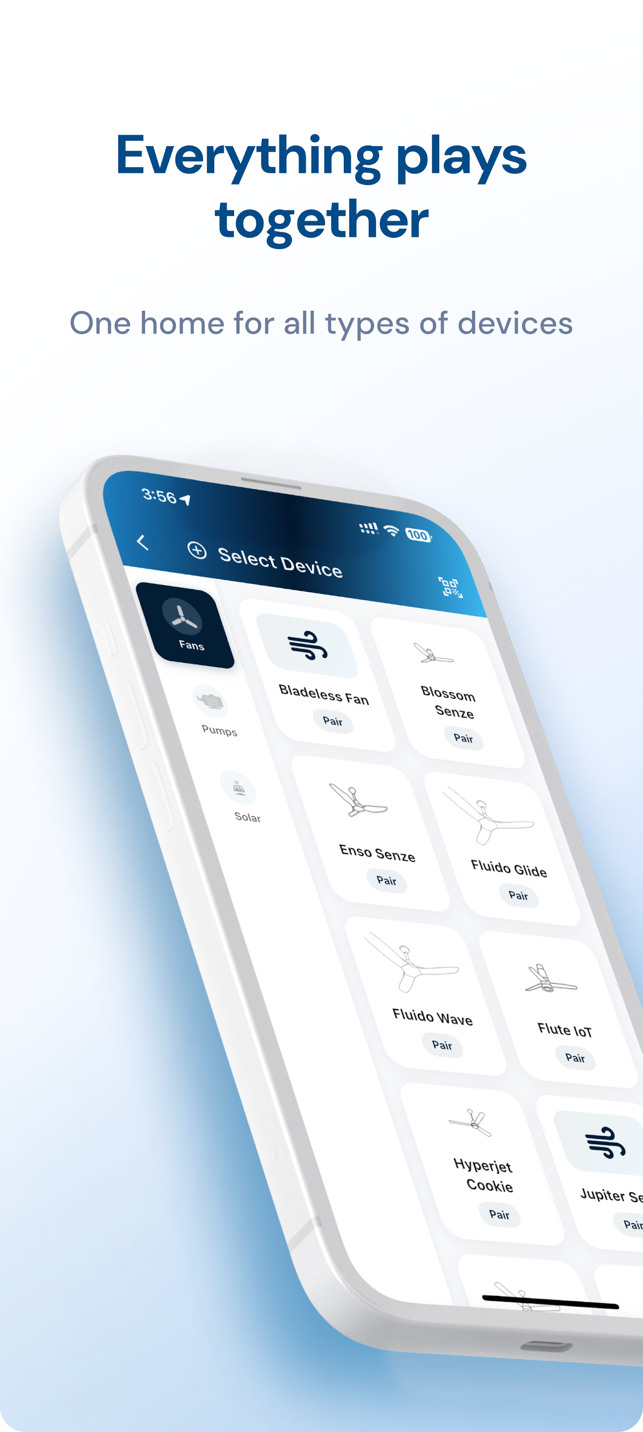 SENZE app device pairing screen